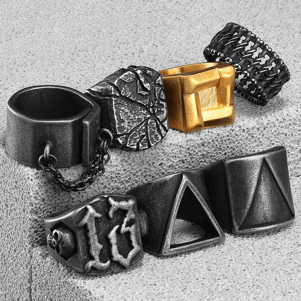 Bagues rétro à Texture géométrique pour hommes et femmes, en acier inoxydable, bijoux Punk, nouvelles choses étranges, accessoires de mode, cadeau, vente en gros