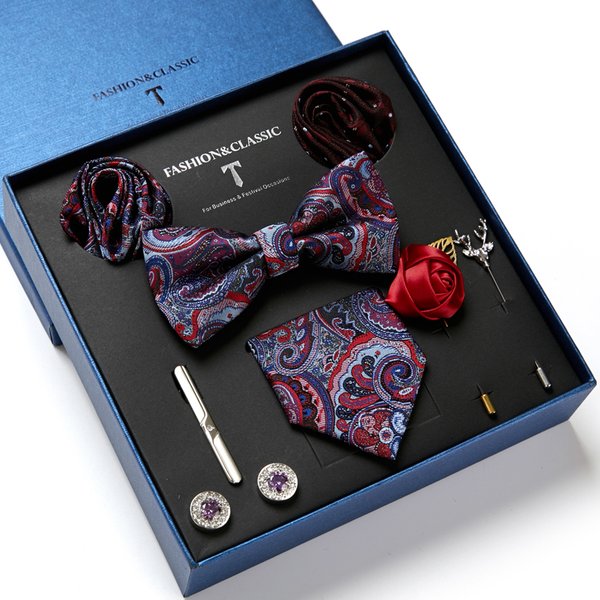 Ensemble de boutons de manchette carrés de poche Jacquard aught, boîte-cadeau de vacances, boîte à cravates de la présidence, accessoires de mariage à pois, jour de Pâques