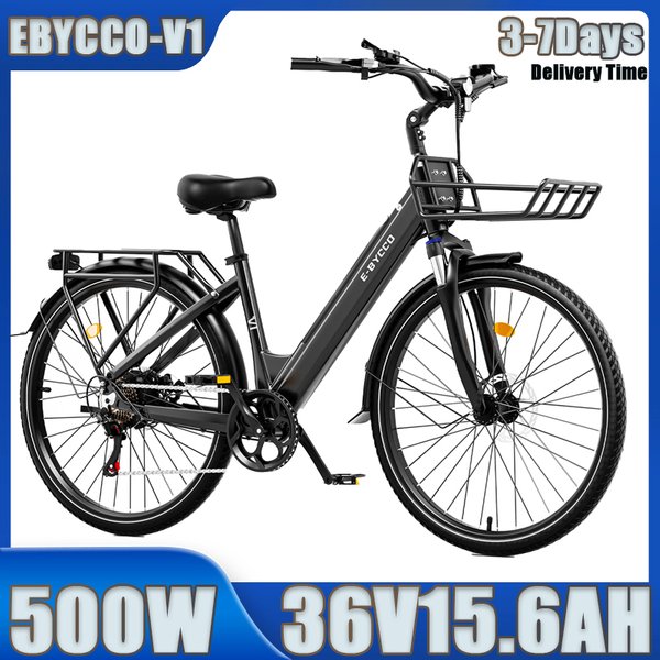 EBYCCO V1 500W 45NM Drehmoment Superstarker Motor 36V15.6AH Langlebiger Akku Elektrofahrrad Doppelte Scheibenbremse 28-Zoll-Reifen Elektrofahrrad für den Stadtpendelverkehr