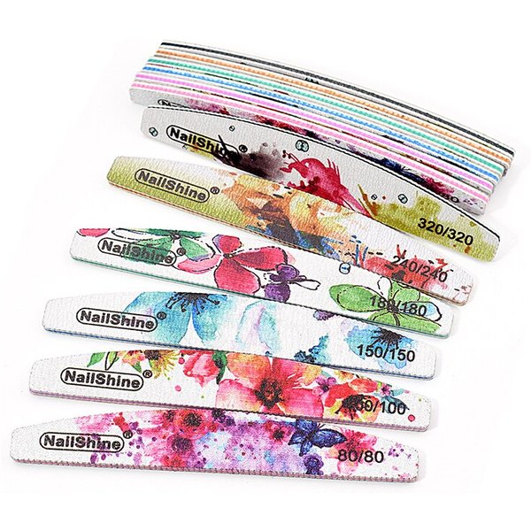 6 stücke Nagel Datei 80/100/150/180/240/320 Dicken Nagel Puffer Professionelle Schleifpapier Nagel Gel polnischen Datei Blume Schleif Werkzeuge