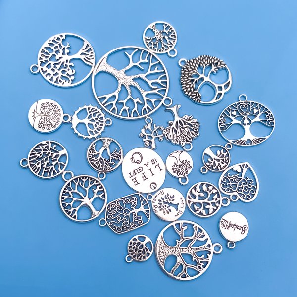 20 teile/satz Zink legierung antiken silbernen Baum des Lebens geformte Anhänger für für DIY Halskette Armband Ohrringe Schmuck machen handgemacht