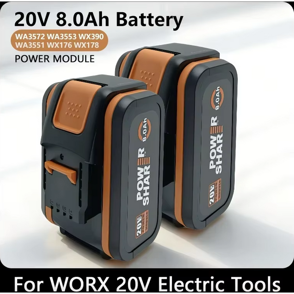 20V 8000mAh Li-Ion Ersatzakku kompatibel mit Worx Elektrowerkzeugen WX390 WX176 WX166.4 WX372.1 WX800 WX678 WX550 WX532 WG894E WG629E WG329E Hochkapazitäts-Akku EU Polen Lager Schneller Versand