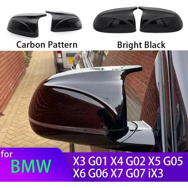 Pour BMW X3 G01 X4 G02 X5 G05 X7 G07 X6 G06 2018-2023 M style superposition aspect Fiber de carbone noir rétroviseur latéral capuchons de couverture