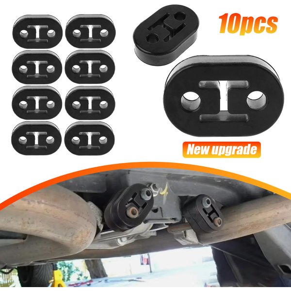 Supports de montage de tuyau d'échappement en caoutchouc pour voiture, 2/4/6/8/10 pièces, isolant de cintre universel noir, 2 trous de diamètre 11mm 0.44 pouces