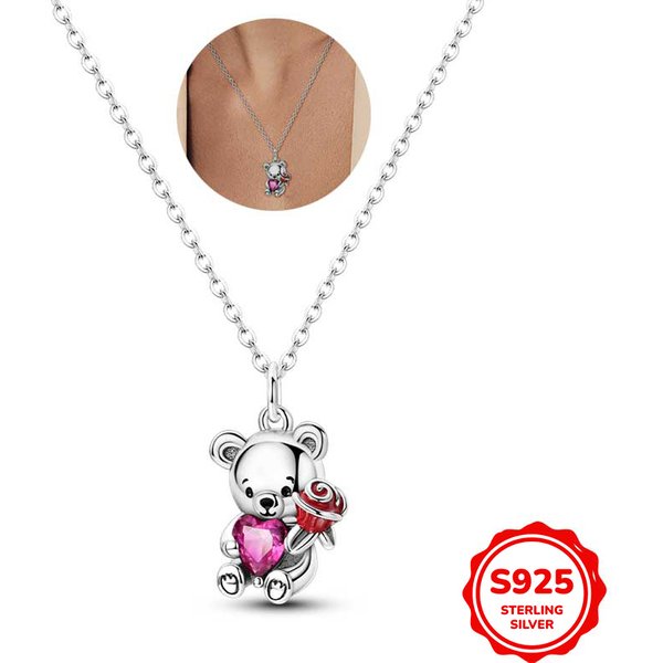 Diese brandneue Valentinstagskollektion aus 925er Sterlingsilber – die Confession Bear Halskette ist für alle Frauen geeignet.