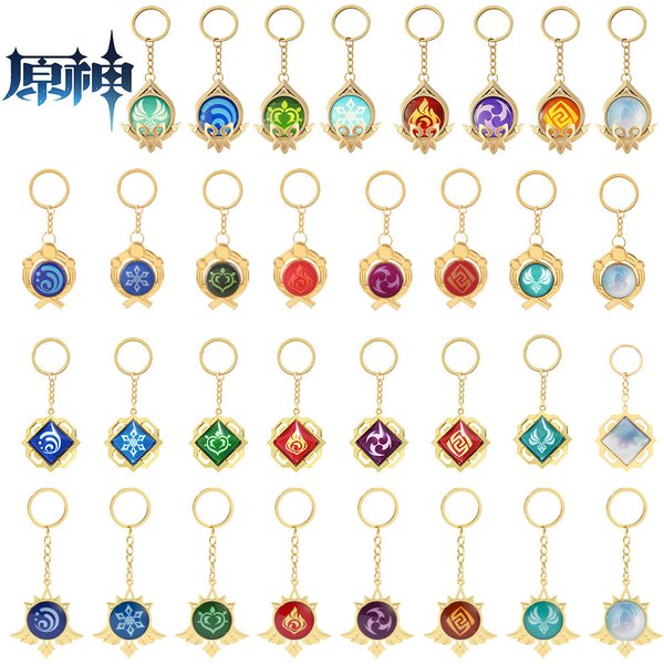 Game Genshin Impact Vision Keychain Luminous 7 Element Eye of God Pendant Keyrings For Men Women Bag Car Key Chain Accessories
