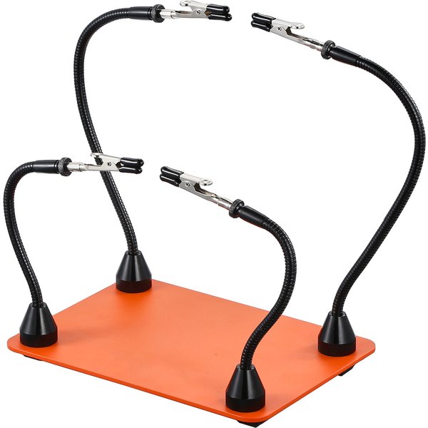 SucceBuy Magnetische Dritte Hand Lötstation mit 4 flexiblen Armen, Krokodilklemmen und rutschfester, robuster Stahlbasis