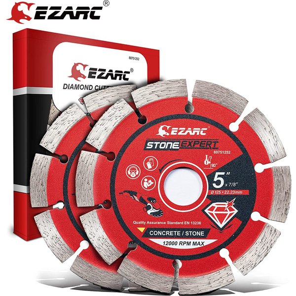 EZARC-Scie diamantée segmentée pour meuleuse d'angle, 5 en effet et 4.5 en effet, 2 pièces, lame de pierre, coupe de béton, nuit de caractère