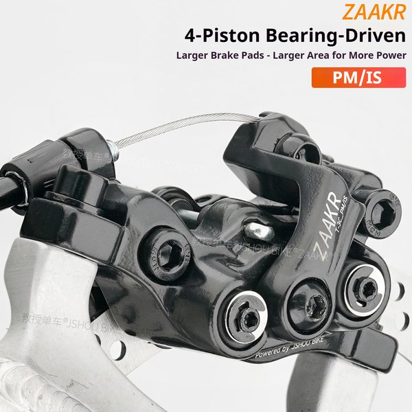 Frein à disque en alliage d'aluminium ZAAKR T-3C, conception à 4 pistons avec plaquettes magnétiques, installation PM/IS pour vélos de montagne et vélos électriques