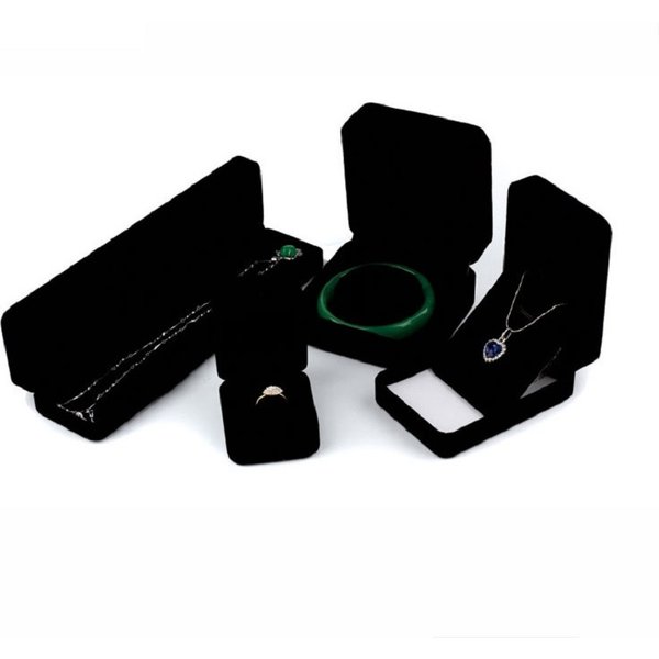 Black Velvet Full Range Jewelry Box Ring Earrings Holder Bracelet Box Pendant Necklace Organizer Jewelry Storage Box Gift Box