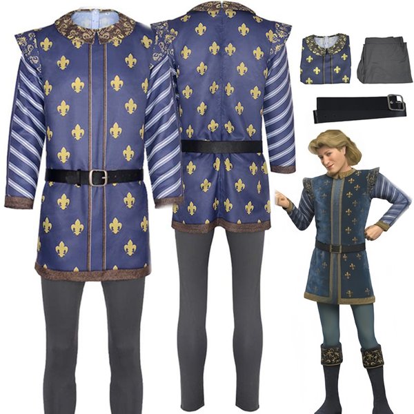Costume de Cosplay monstre Shrek, uniformes de Prince charmant, Costume de fête de carnaval, Costume de Coser d'animation