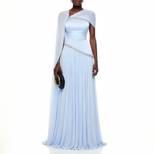Shawl Dresses 2026 Sky Blue Luxury Prom Dress Woman Custom Made Long Evening Dresses for Weddings A Line Rhinestones Women's
