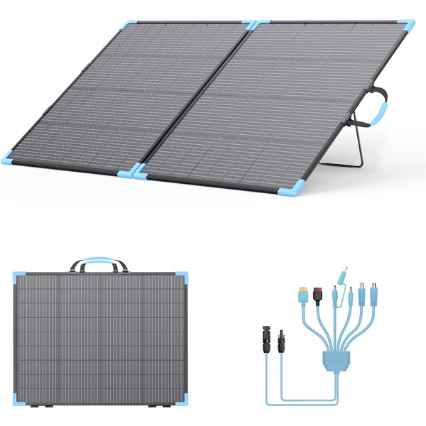 E-POWO Faltbares Solarpanel-Koffer für Wohnmobil Camper Van Off-Grid-System Monokristallin 220W Bifazial Tragbares Solarladegerät