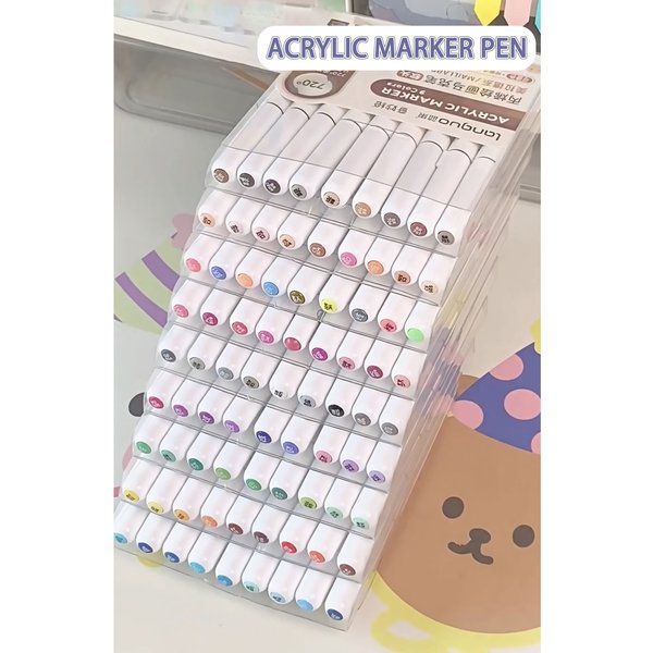 Zestaw markerów akrylowych Languo 45-171 Colors Soft Brush, do ręcznego rysowania DIY, malowania graffiti dla uczniów, pisaki akrylowe do malowania artystycznego.