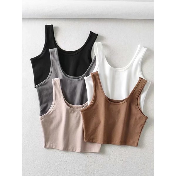 sexy women summer crop tops sleeveless short cotton u collar knitted bar