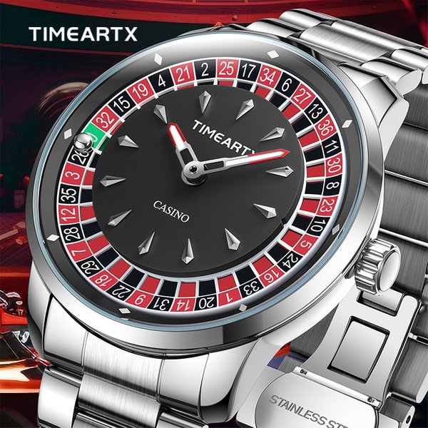 TIMEARTX Brandneue Luxus-Quarzuhren für Herren, europäisches Roulette, Pokerspiel-Armbanduhr