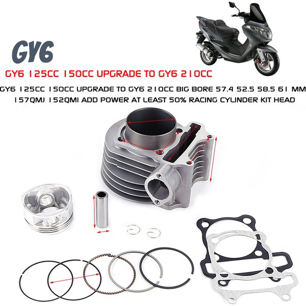 Racing Cylinder Head 125cc 150cc Upgrade to GY6 200cc Big Bore 61mm 157qmj 152qmi Add Power at Least 50% Racing Cylinder Head