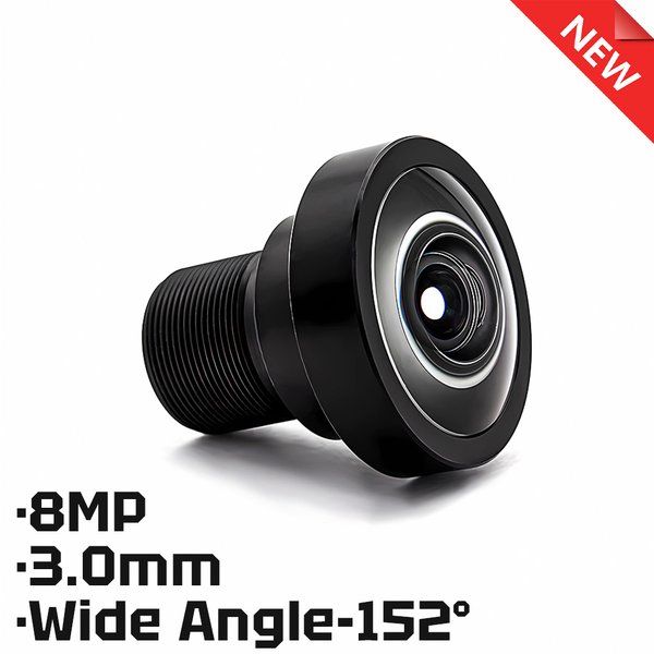 Kameraobjektiv CCTV 8 MP 3 mm 152 ° Weitwinkelblende im F1,6-Format, 1/1,8 Zoll M12-Halterung mit 650-nm-Filter für industrielle Sicherheits-Webcam