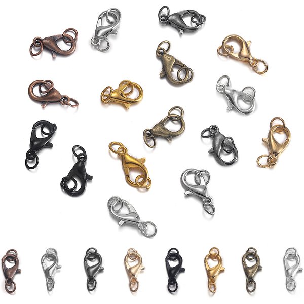 10–50 Stück 10 12 14 mm Karabinerhaken mit Biegeringen Endverschlüssen Verbinder für DIY Schmuckherstellung Zubehör Zubehör