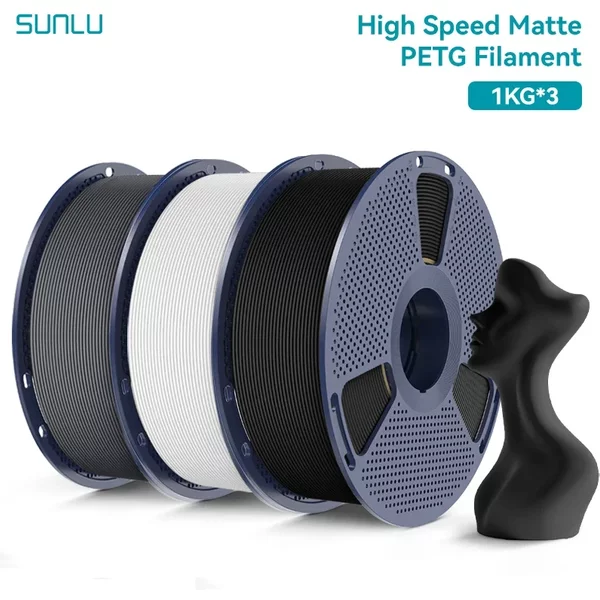 Filament PETG mat haute vitesse SUNLU 1,75 mm 600 mm/s, impression rapide, sans nœuds, compatible avec la plupart des imprimantes FDM, bobine de 1 kg