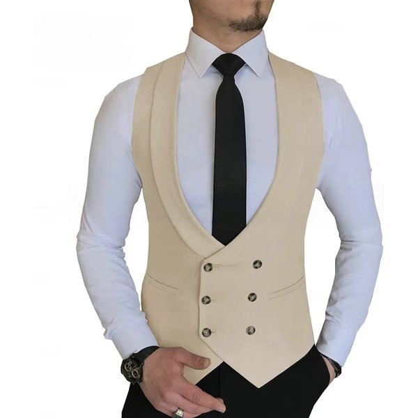 Black Men's Suit Vests for Wedding Groomsmen Mens Waistcoat Vest