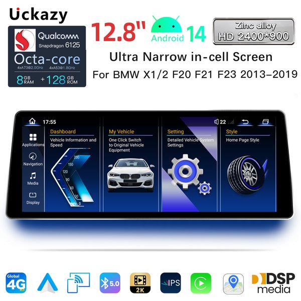 12,8-Zoll-Wireless-CarPlay-Android-14-Autoradio für BMW Serie 1 2 3 4 F20 F21 F22 F30 F31 F32 F33 F34 F36 Multimedia GPS Navi Stereo