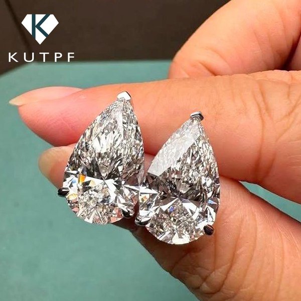 Boucles d'oreilles clous en moissanite solitaire Waterdrop avec certificat, 1-4 carats, taille poire, en argent S925, pour femmes et hommes