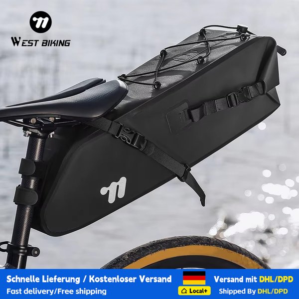 WEST BIKING Fahrradsatteltasche 10-14L Große Kapazität Vollständig Wasserdichte Fahrrad-Hecktasche Tägliche Reise-Aufbewahrungstasche MTB Fahrrad-Zubehör
