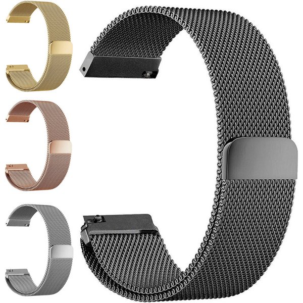 Mesh Milanese Loop Uhrenarmbänder für Galaxy Watch 3 4 5 Band 16 mm 18 mm 20 mm 22 mm 4 Farben Armband Magnetverschluss Handgelenkschlaufe