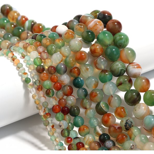 Louleur 1 Strand Natural Agate Stone Beads Round Peacock Agate Beading Loose Gemstone for DIY Bracelet Necklace Jewelry Making