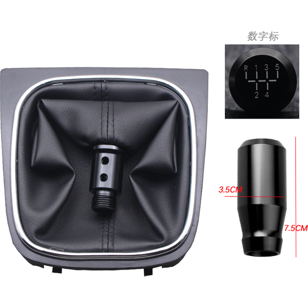 Schalthebelknauf-Abdeckung mit Schaltmanschette für Volkswagen VW Golf 5 MK5 R32 GTI Golf 6 MK6 2005-2014