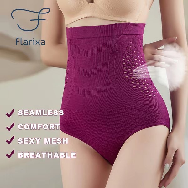 Flarixa taille haute ventre plat culotte sans couture femmes culottes Sexy creux sous-vêtements respirants confort coton slips Shaper