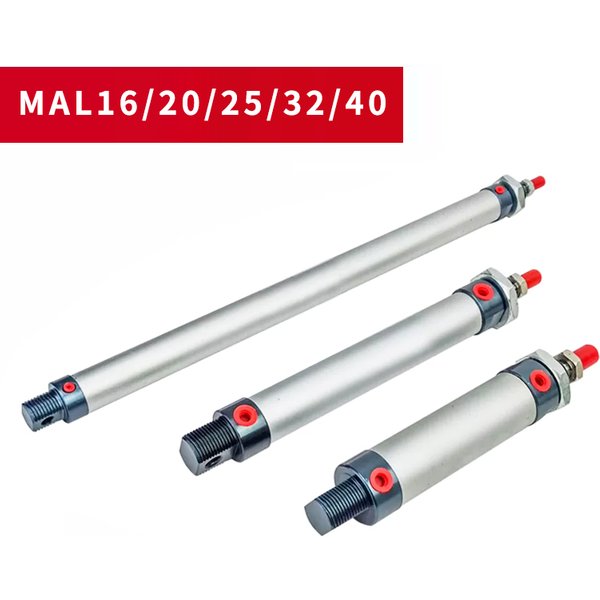 MAL 16/20/25/32/40mm Mini Pneumatic Cylinder 25-500mm Stroke Double Acting Aluminum Alloy Air Cylinder