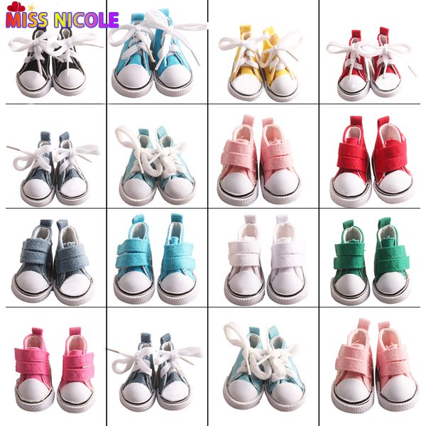 14 ''mode mignon 5 cm toile 13 couleurs poupée chaussures Snekers pour 1/6 BJD poupées russe bricolage jouets faits à la main chaussures pour Nancy Lesly