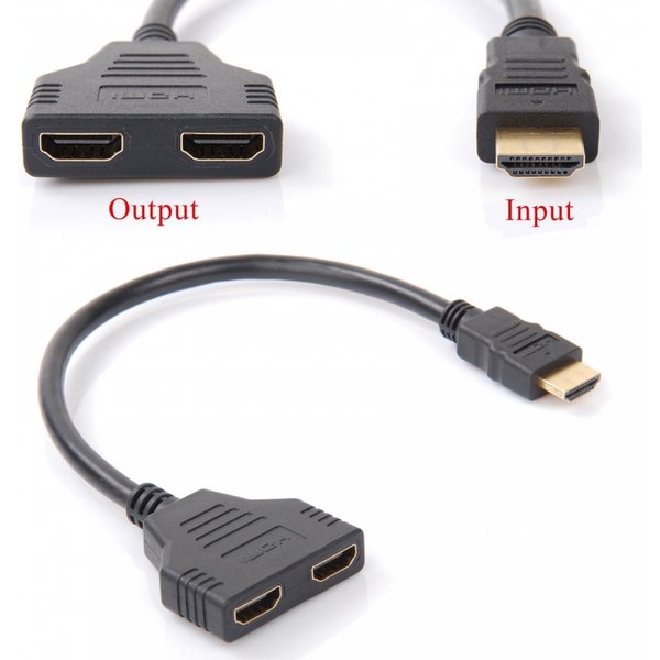 Adaptateur HDMI mâle vers 2 sorties HDMI femelle de 2 sorties HDMI avec 1 câble répartiteur