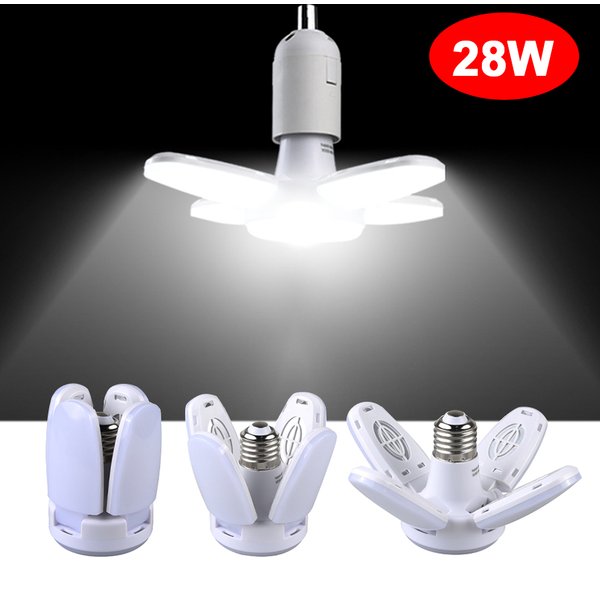 28W faltbare LED-Birne E27 Lüfterflügel LED-Lampe AC 220V 110V Bombilla Lampada Scheinwerfer für Zuhause Deckenplatte Zimmer Garage Beleuchtung