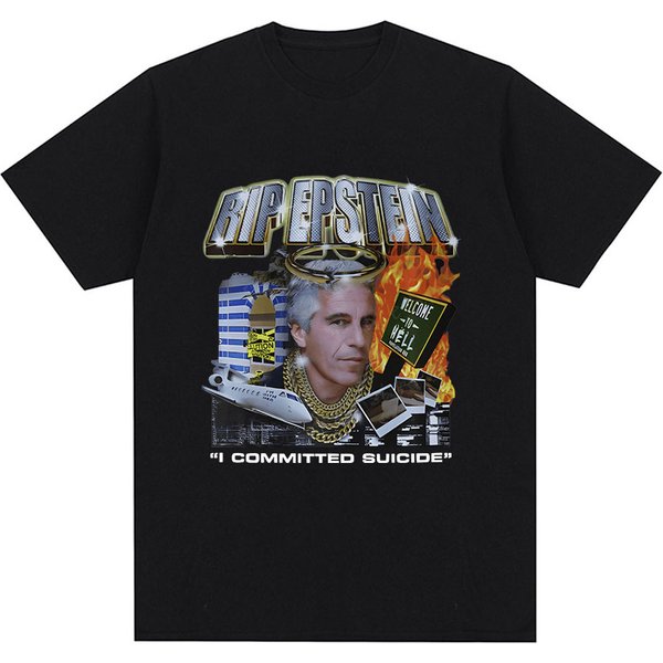 Jeffrey Epstein Graphic T Shirt Men's Fashion Casual Short Sleeve T-Shirt Vintage Gothic Oversized T-Shirts Streetwear-image