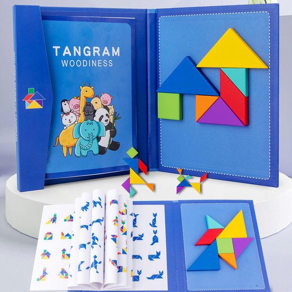 Hot Magnetic 3D Puzzle Geometric Shapes Tangram Jigsaw Board Kids Montessori Games Children Educational Wooden Toys