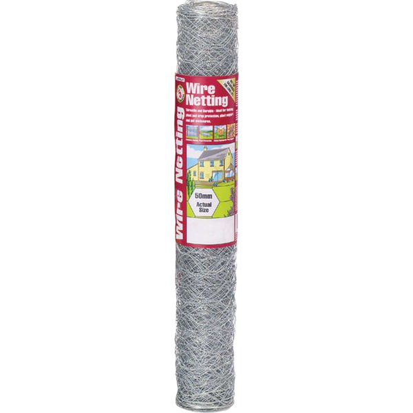 Gardman Galvanised Wire Netting 50mm² Hexagon 10m 50045