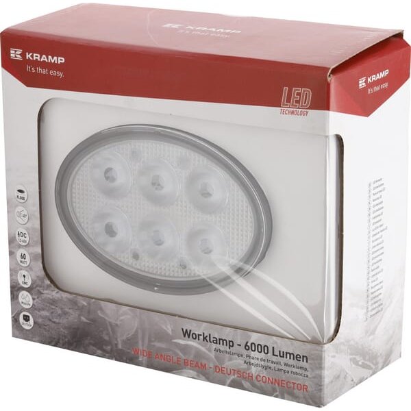 Kramp Work light LED, 60W, 6000lm, oval, 12-60V, 154x105x70mm, Flood, LA10525