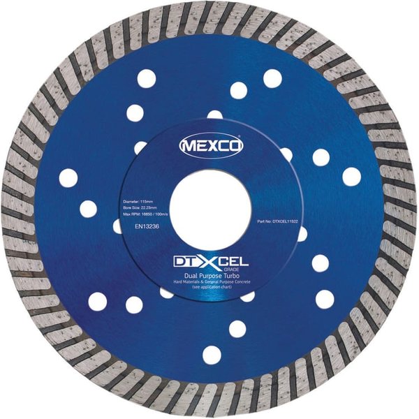 MEXCO XCEL Grade Dual Purpose Turbo Diamond Blade 115 x 22mm DTXCEL11522
