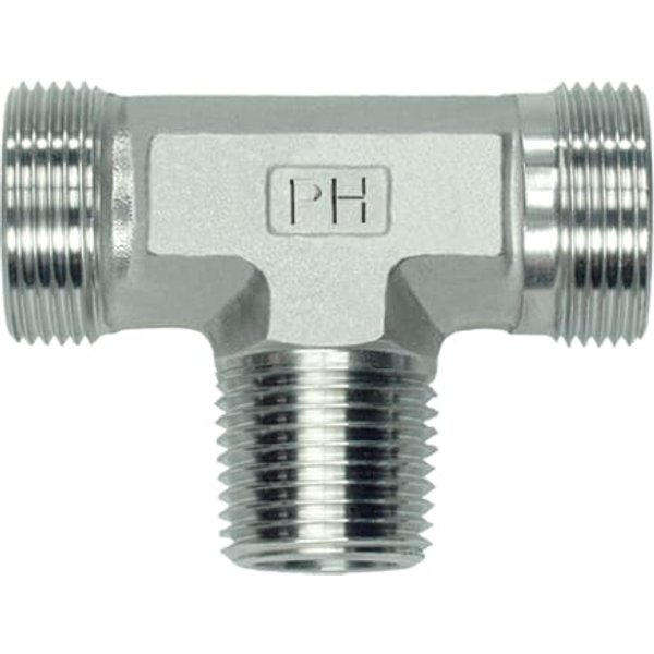 PH Hydraulik Male Stud T piece 15L x 1/2" BSPT SS TES15LRK12SS