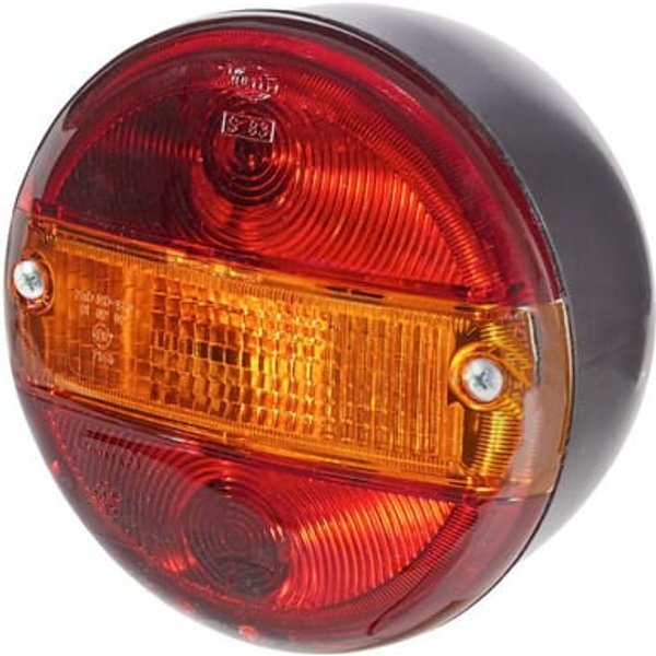 Hella Rear light round, 12/24V, amber/red, bolt on, diameter 140mm, 2SD001685231