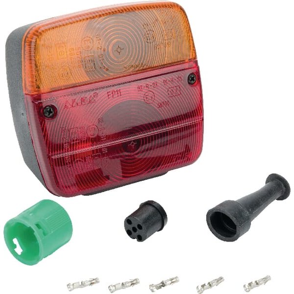 Ajba Rear light LH square, 12V, red/amber, bolt on, 108x103x103mm, Bayonet, LA18006
