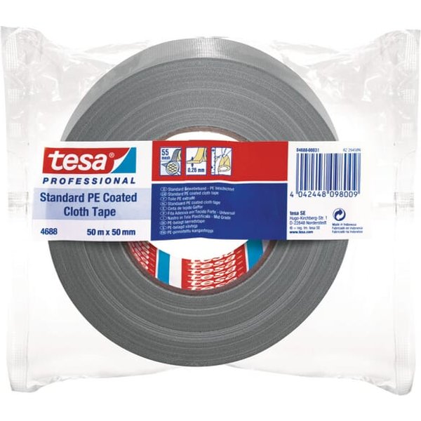 TESA Tape, cloth, standard PE coated, grey, 50m x 50mm, TesaBAND® T046880003100