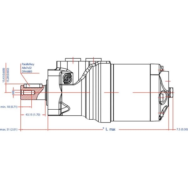 White Orbit motor, with diameter 25,Fl.C,Endport OMR2001516215
