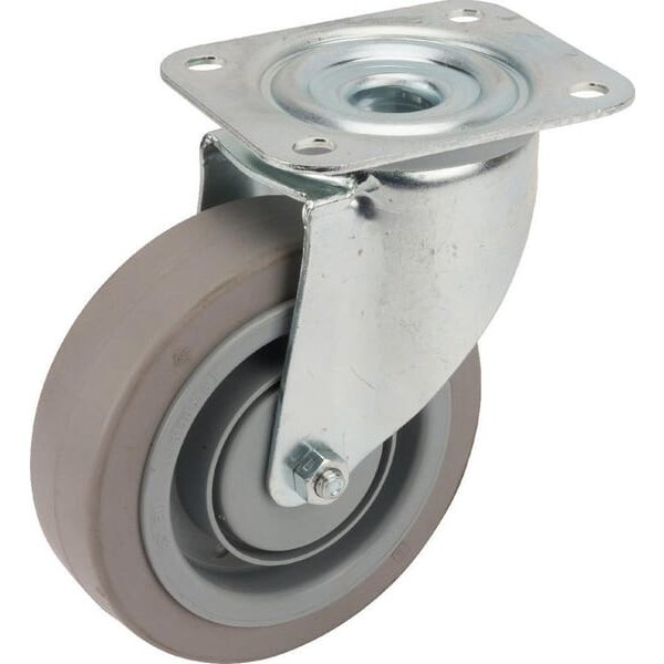 Tente Caster wheel swivel, rubber wheel: diameter 125x40mm, plate fitting: 105x85mm Load: 250kg, 3470UFP125P62