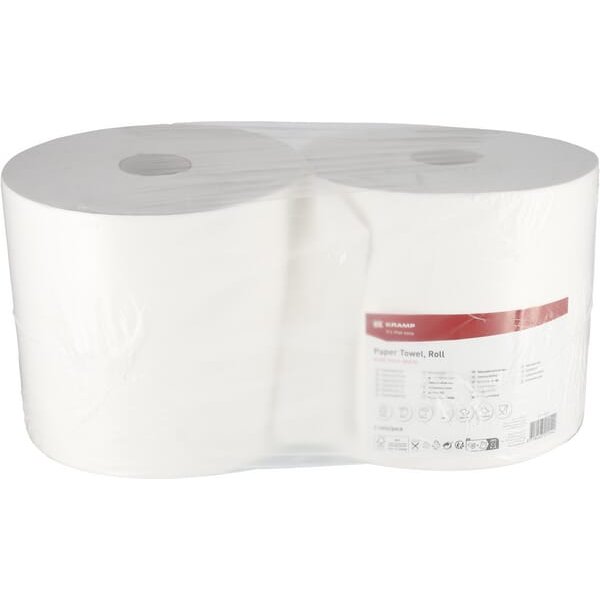 Kramp Paper towel, white roll, 28cm x 1,000m, 1ply, outer diameter 330mm, 2 rolls CP11103KR