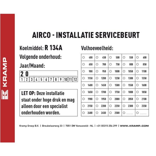 Kramp Decal information sign Air Conditioning inspection - Dutch KL070903