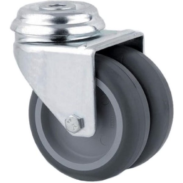 Tente Caster wheel swivel, rubber wheel: diameter 75x25mm, single bolt hole, Load: 100kg, 2970PJP075P3010